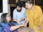 Shabana Azmi interacts with Gurpreet Kaur Chadha and Deepak Singh