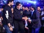 Amitabh Bachchan and Abhishek Bachchan with Dhanraj Pillai