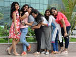 College students pose for a group photograph