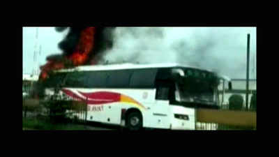 Bengaluru-Chennai KSRTC Volvo bus catches fire