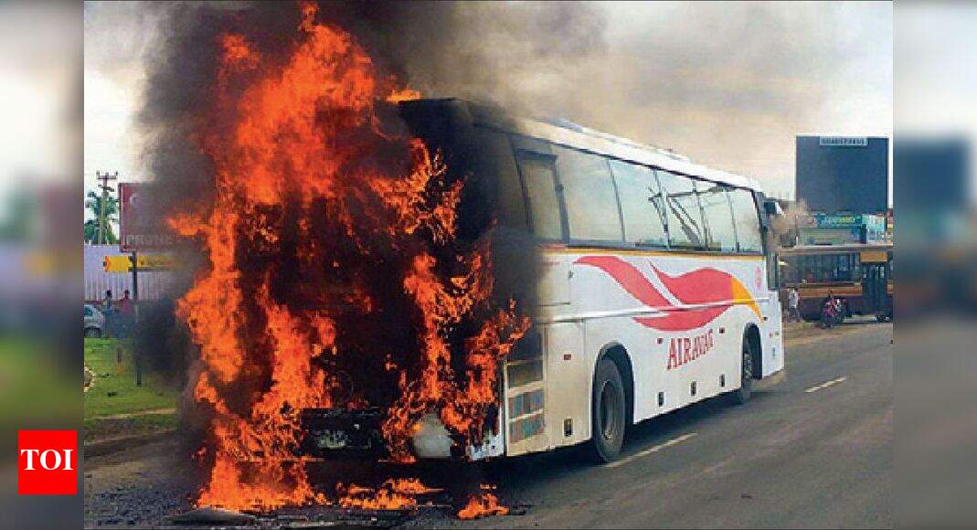 ksrtc: KSRTC bus catches fire near Chennai, all passengers rescued