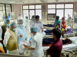 Siddharth Nath Singh and Medical education minister Ashutosh Tandan visit BRD Medical College Hospital
