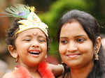 Cute kids dressed up as Lord Krishna