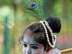 Cute kids dressed up as Lord Krishna