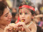 Cute kids dressed up as Lord Krishna