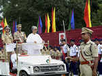 Tripura Chief Minister Manik Sarkar inspects the guard of honour
