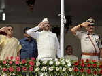 Chief Minister Raghubar Das salutes after hoisting the tri-colour