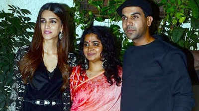Kriti, Ayushmann and Rajkummar at a special screening of 'Bareilly Ki Barfi'