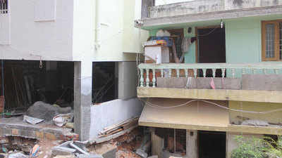 Under-construction building in Bengaluru develops cracks, tilts dangerously