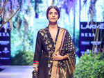 A model showcases a creation by designer Rahul Mishra