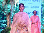 A model showcases a creation by designer Rahul Mishra