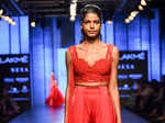 A model sashays down the ramp for designer Ridhi Mehra