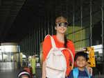 Isha Koppikar with kids at airport