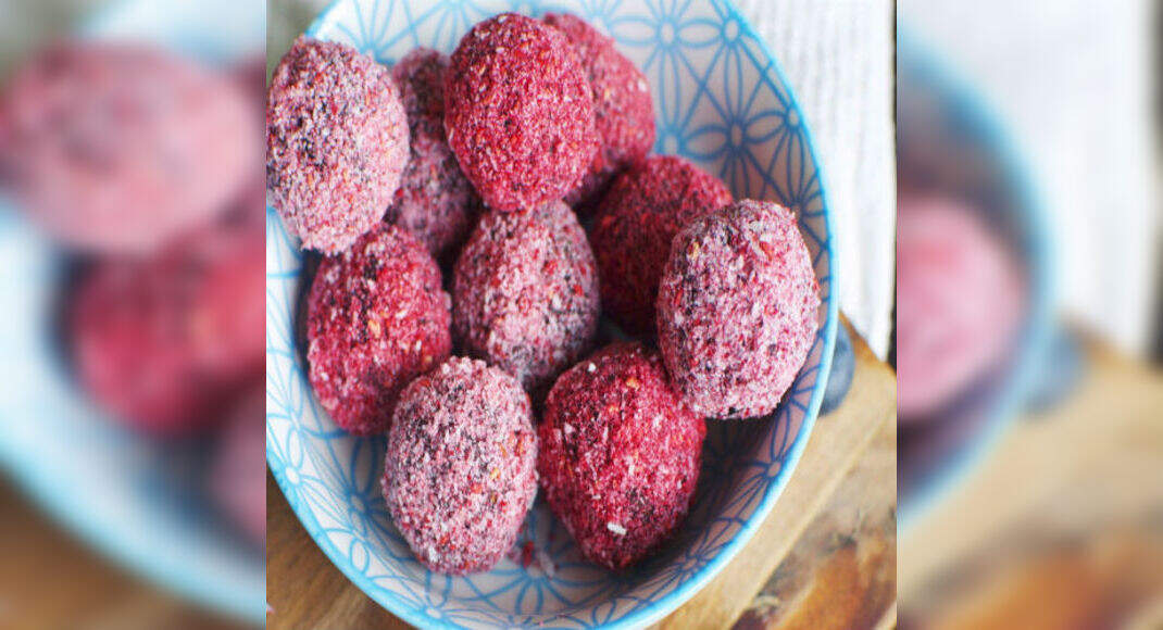 Raspberry Coconut Balls Recipe: How to Make Raspberry Coconut Balls Recipe | Homemade Raspberry Coco