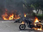 Vehicles burn in violence