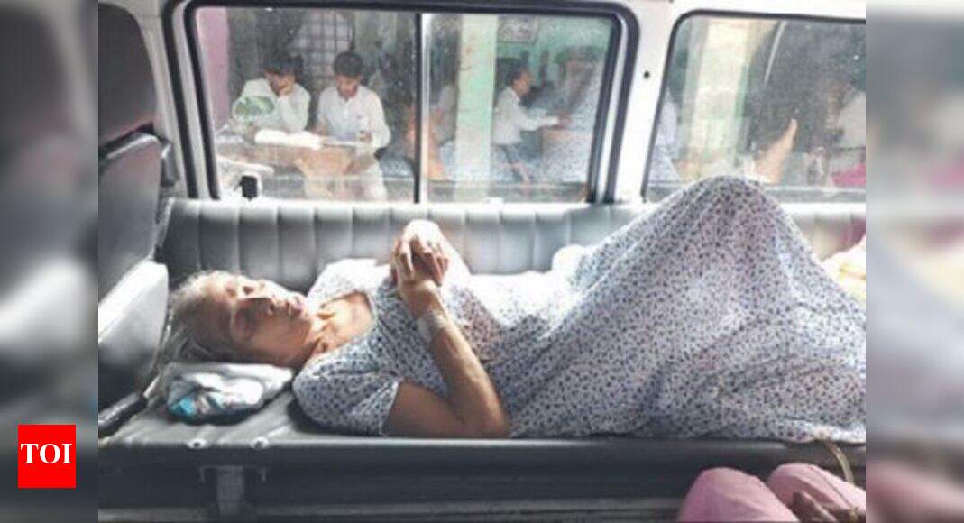 Alipore Court 80yearold battling son reaches court in ambulance