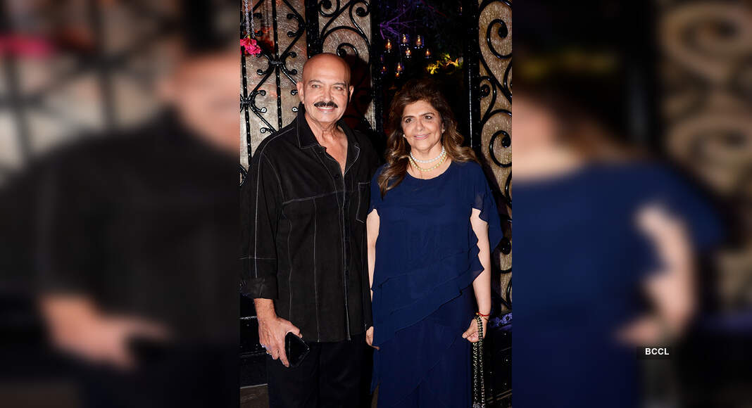Filmmaker Rakesh Roshan poses with wife Pinky Roshan during his 68th