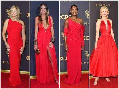 Emmys red carpet pops with fuchsia, crimson and liquid silver