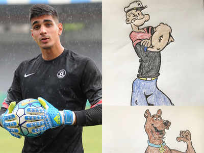 Cartoon Illustrations of Dog Football or Soccer Player Character