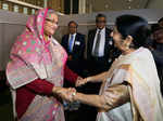 Sushma Swaraj meets Bangladeshi Prime Minister Sheikh Hasina