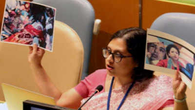 India shows image of martyred officer at UN, bares Pak's 'true face'