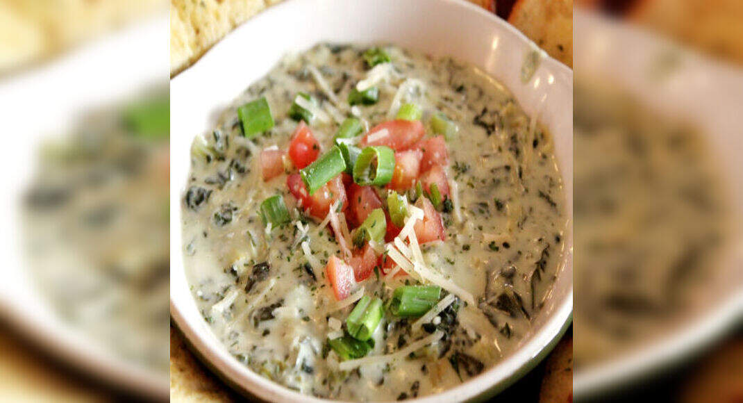 Spinach Cheese Dip Recipe: How to Make Spinach Cheese Dip Recipe | Homemade Spinach Cheese Dip Recip