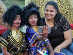 Kids pose for a selfie as they celebrate Dussehra