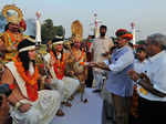 Artists dressed as Lord Ram and Laxman