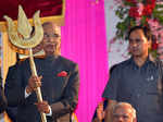 Ram Nath Kovind with Prime Minister Narendra Modi holds a trident