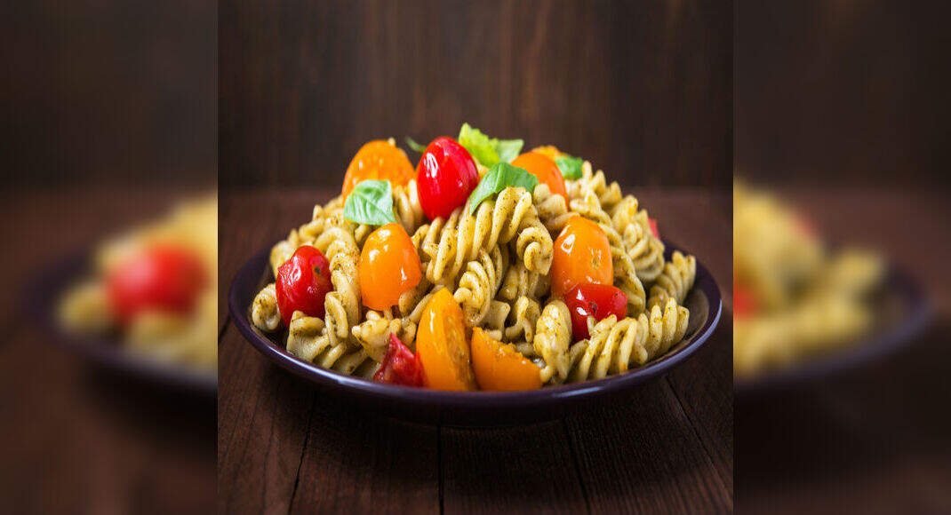 Pesto Pasta Salad Recipe: How to Make Pesto Pasta Salad Recipe | Homemade Pesto Pasta Salad Recipe