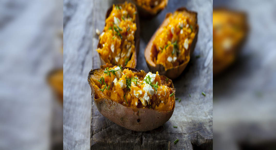 Baked Sweet Potato with Feta and Chives Recipe: How to Make Baked Sweet ...