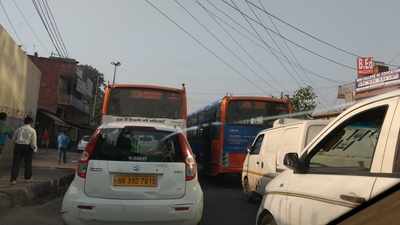 Jam due to buses