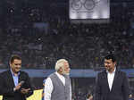 Narendra Modi with Sports Minister Rajyavardhan Singh Rathore and AIFF president Praful Patel