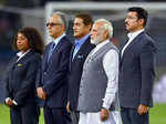 Prime Minister Narendra Modi with Sports Minister Rajyavardhan Singh Rathore and AIFF president Praful Patel