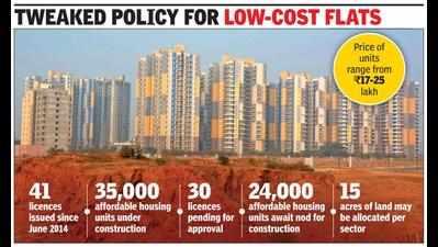 Govt raises cap from 10 to 15 acres per sector for affordable homes