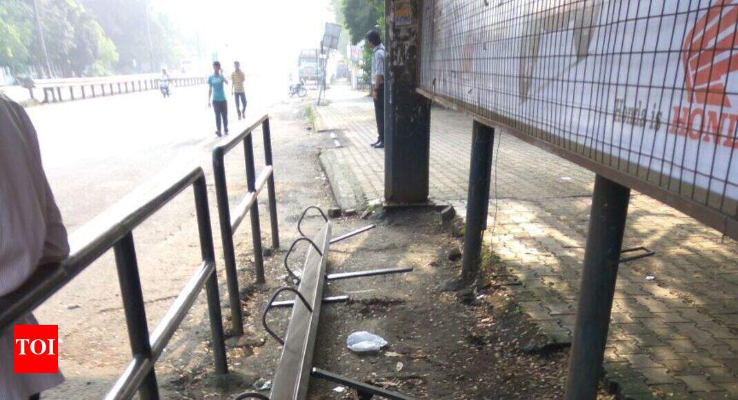 Broken Bus Stop Bench At Sai Chowk Sus Road Times Of India