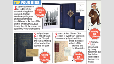 Tagore’s signed copy & Beatles book are top draws at rare first-editions auction