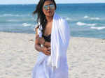 Priyanka Chopra covering herself with towel