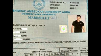 Agra University can't find photo of student, pastes Salman Khan's picture on BA marksheet