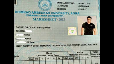 'Salman Khan' gets a BA marksheet from Agra university with just 35% marks