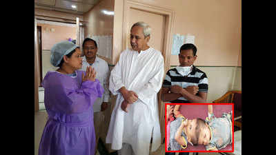 Odisha CM Naveen Patnaik meets separated conjoined twins Jaga and Kalia at AIIMS