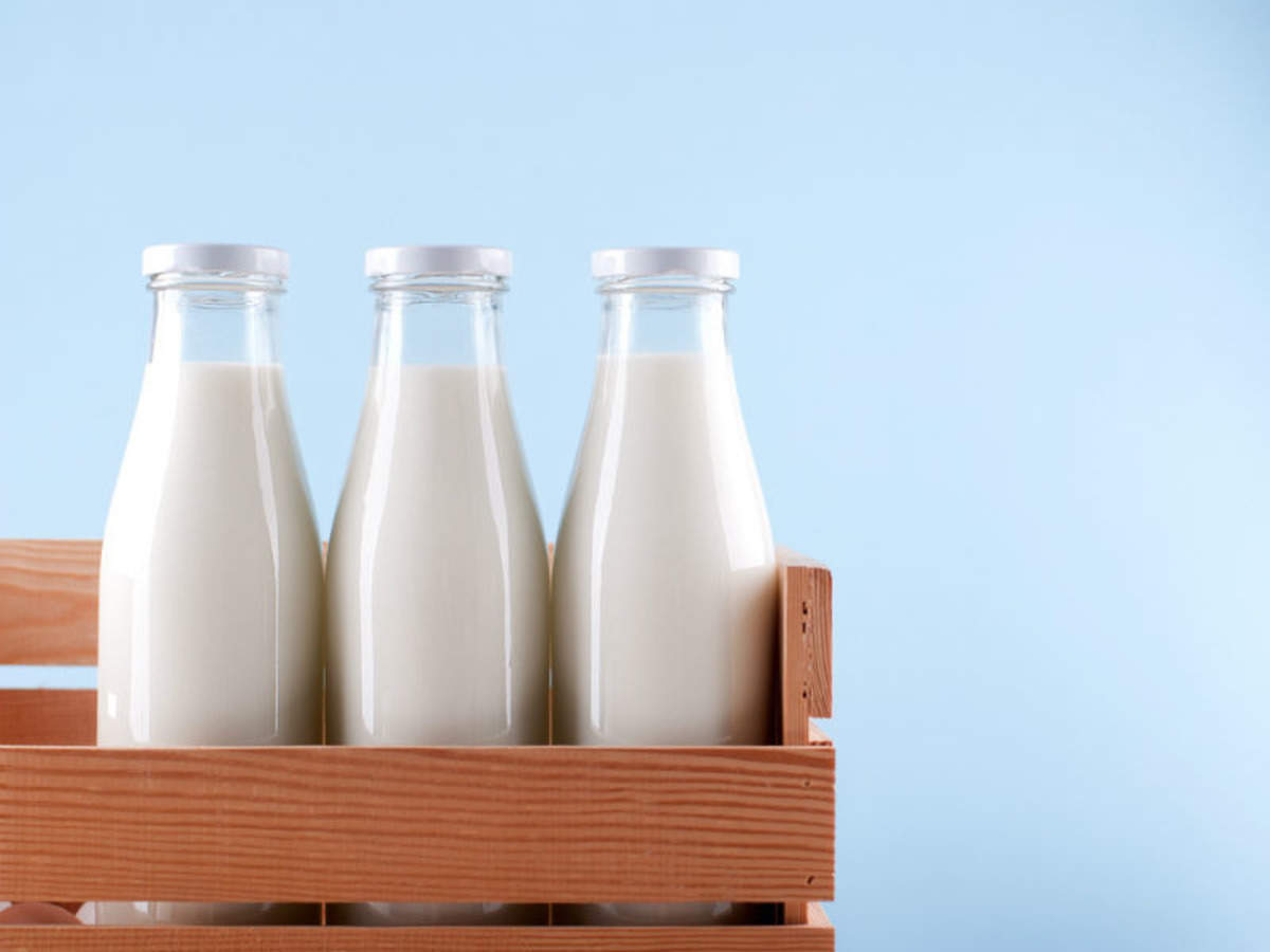 Milk being supplied in glass bottles