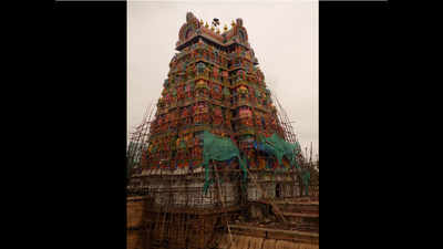 Thiruvanaikaval temple’s renovation halfway complete