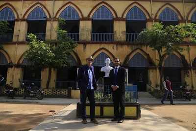 French Consul General to Kolkata Damien Syed and colleague Fabrice Plancon explore Chandernagar