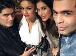 Karan Johar clicks a selfie with Manish Malhotra, Natasha Poonawala and Sophie Choudry