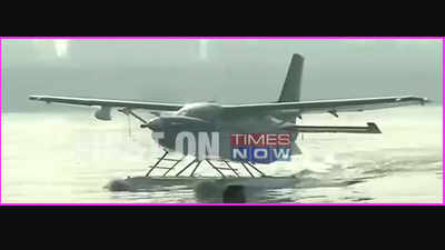 PM Modi arrives in Mehsana via seaplane from Sabarmati river