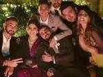 Newly-wed couple Virat and Anushka posing with friends