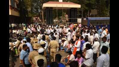 Protest by pensioners, contractors, BJP workers cripples traffic