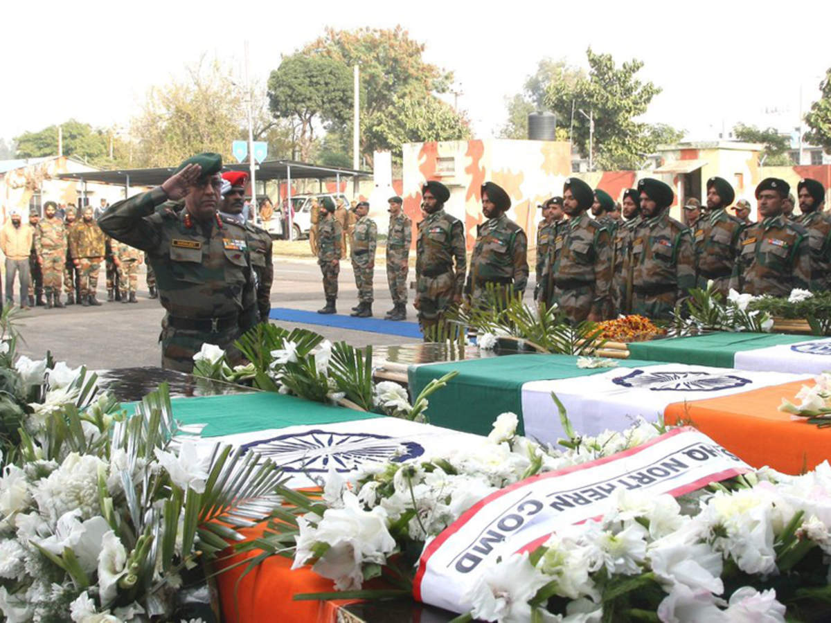 Army: Army bids farewell to soldiers martyred in J&amp;K cross-border firing |  India News - Times of India
