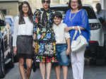 Karisma Kapoor with kids Samiera Kapoor and Kiaan Raj Kapoor and mother Babita